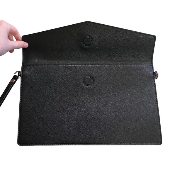 Lovevook Oversized Black Envelope Clutch Vegan Leather Wristlet 12” x 7.5” - Picture 3 of 9